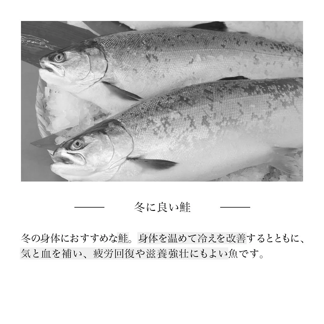 「冷え解消、疲労回復に鮭」